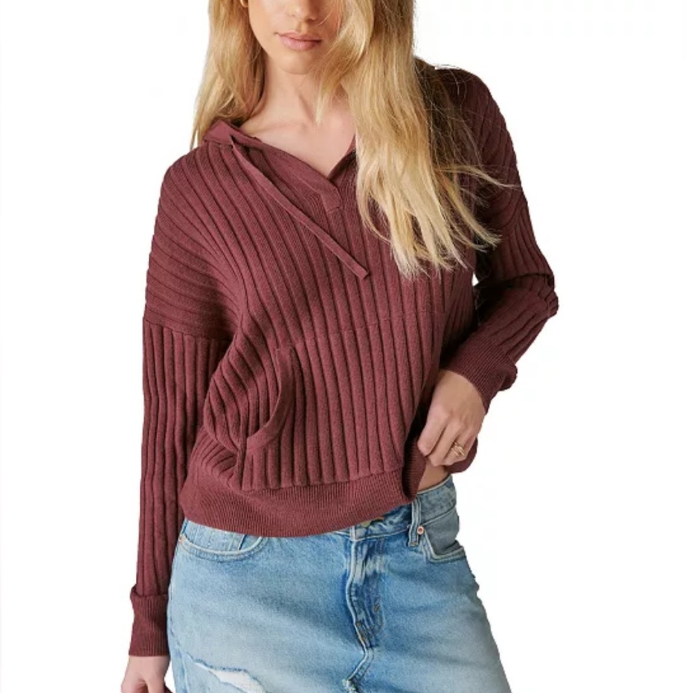 Lucky Brand Cloud Soft Rib Hooded Sweater Large
